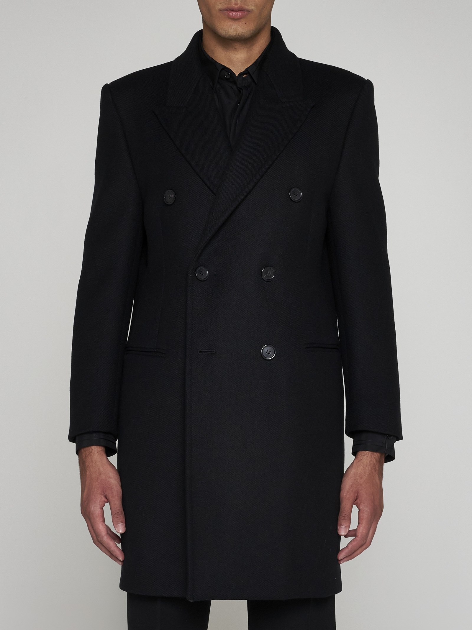 Double-breasted wool coat - 3