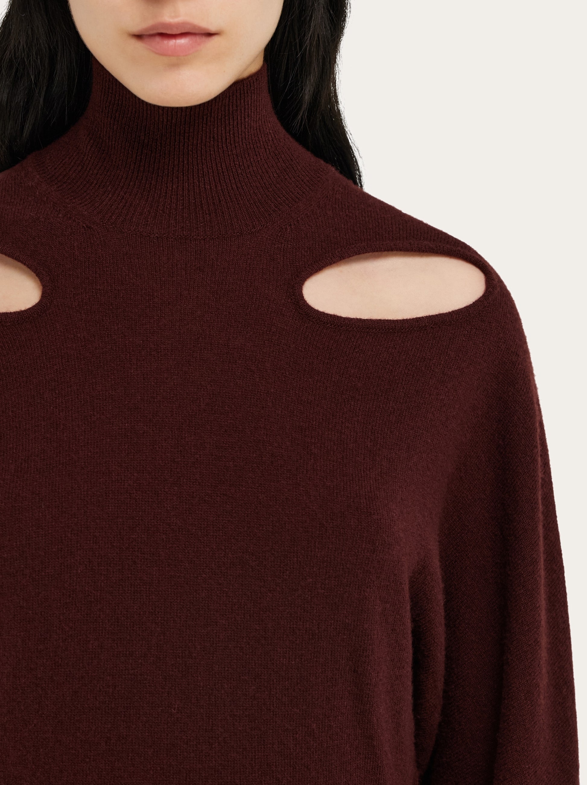 Knitted mock neck top with cut out detail - 4
