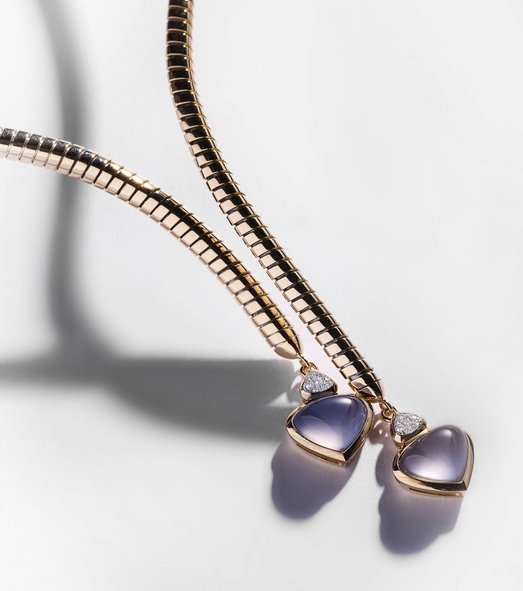 Trisolina 18kt gold necklace with blue chalcedony and diamonds - 5