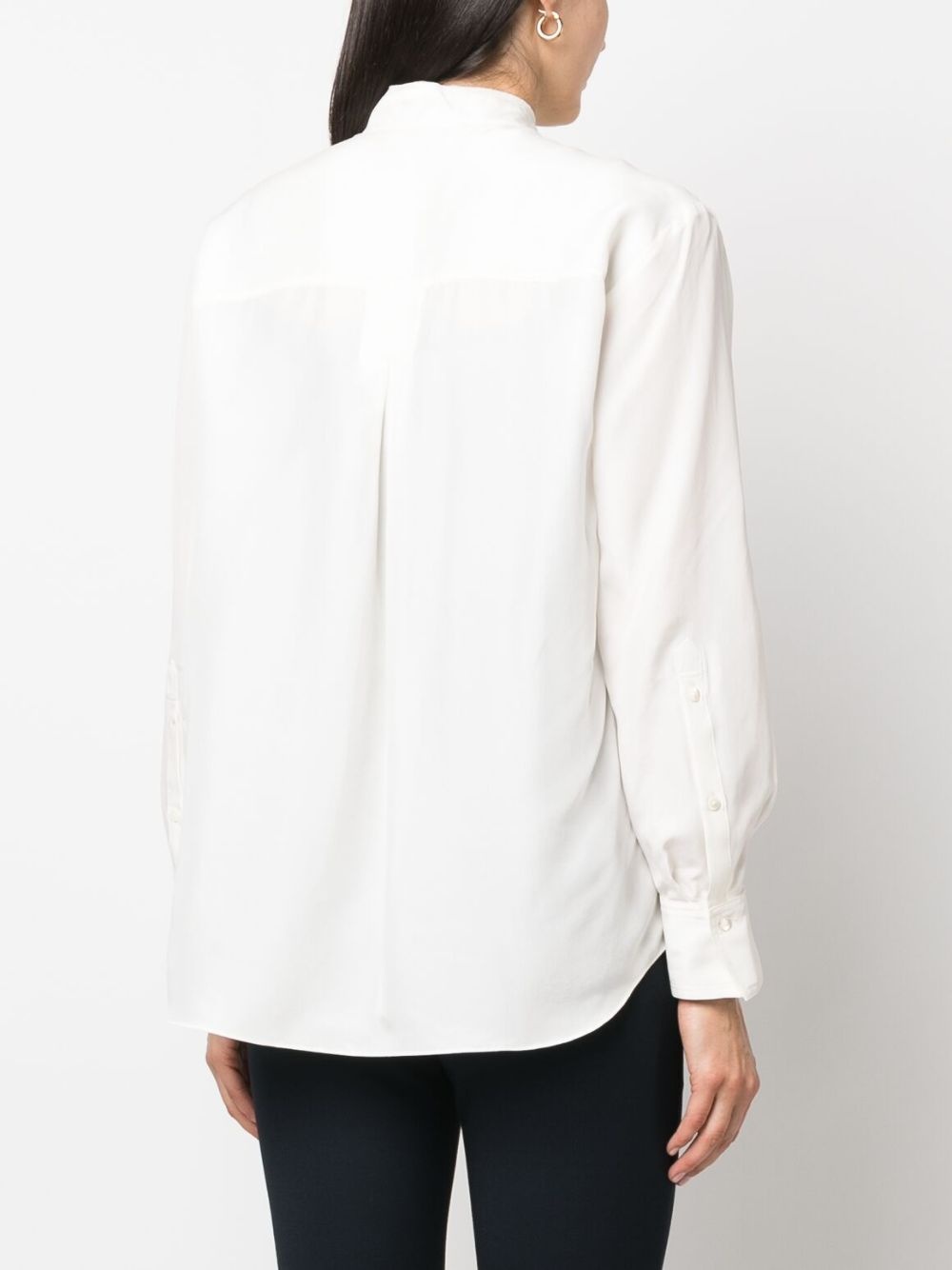 band-collar silk shirt - 4