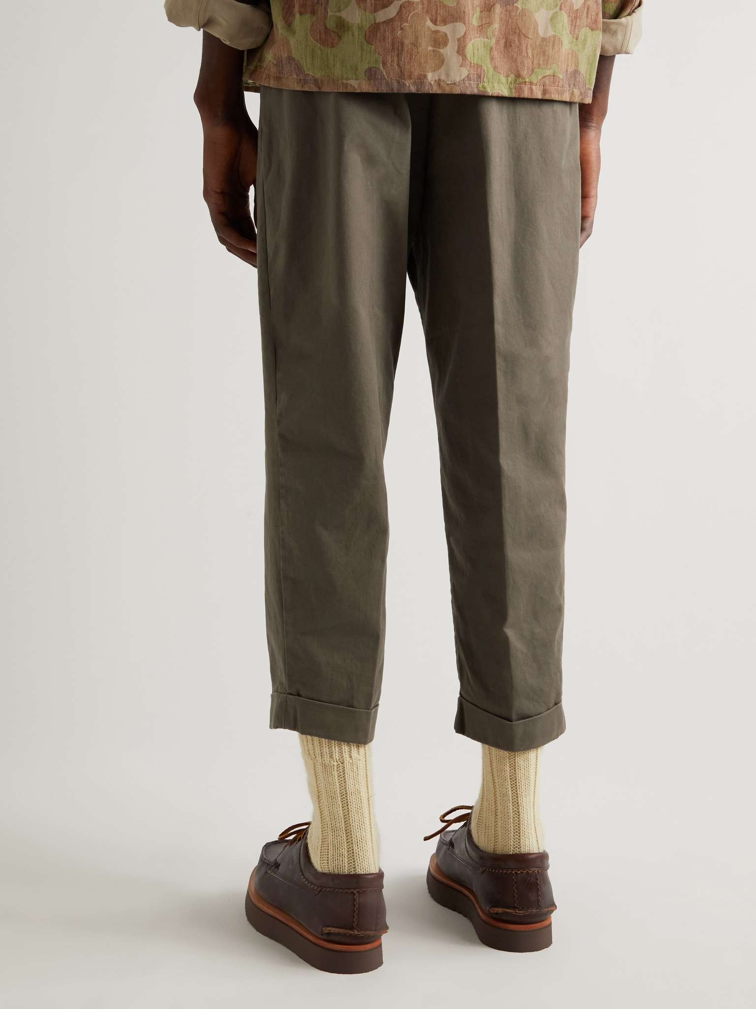 Cropped Pleated Cotton-Blend Twill Trousers - 4