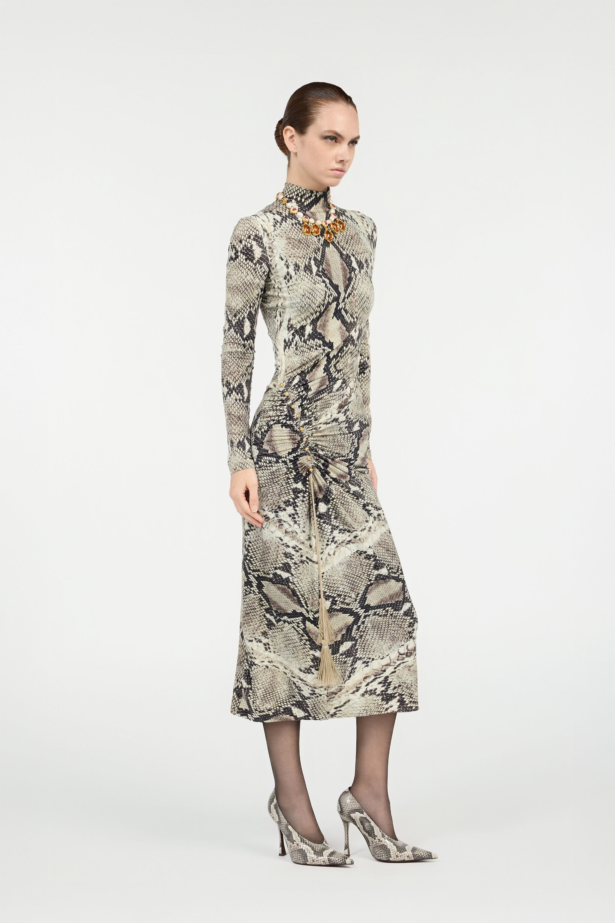 Midi Dress With Python Print - 3