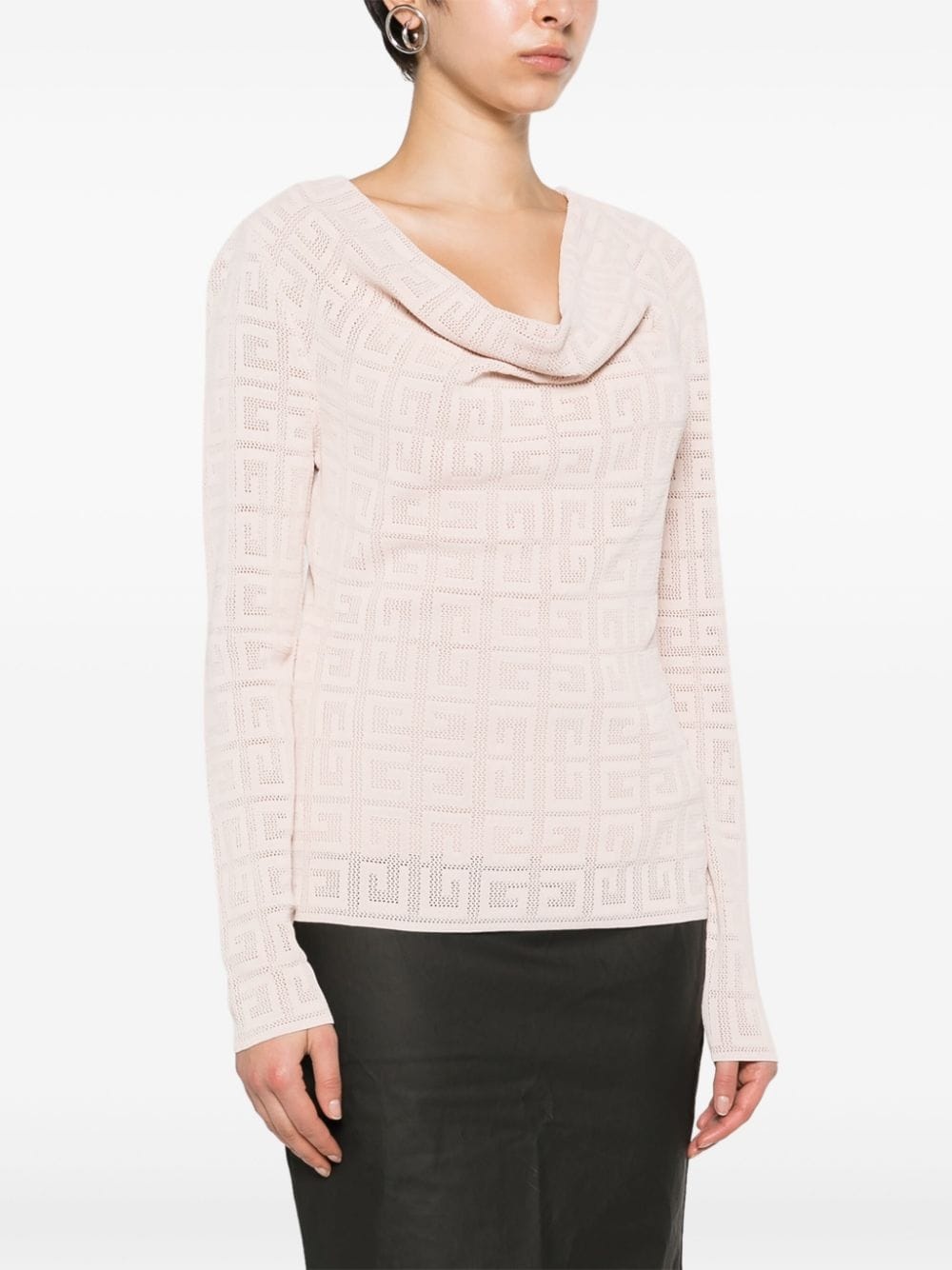 4G-jacquard V-neck top - 3