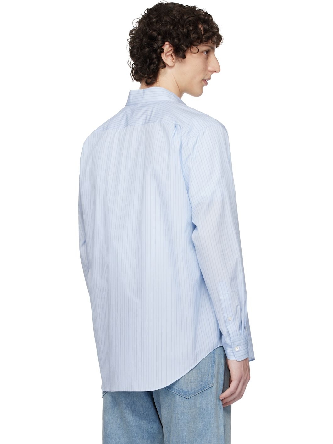 Blue Suvin High Count Cloth Stripe Shirt - 3