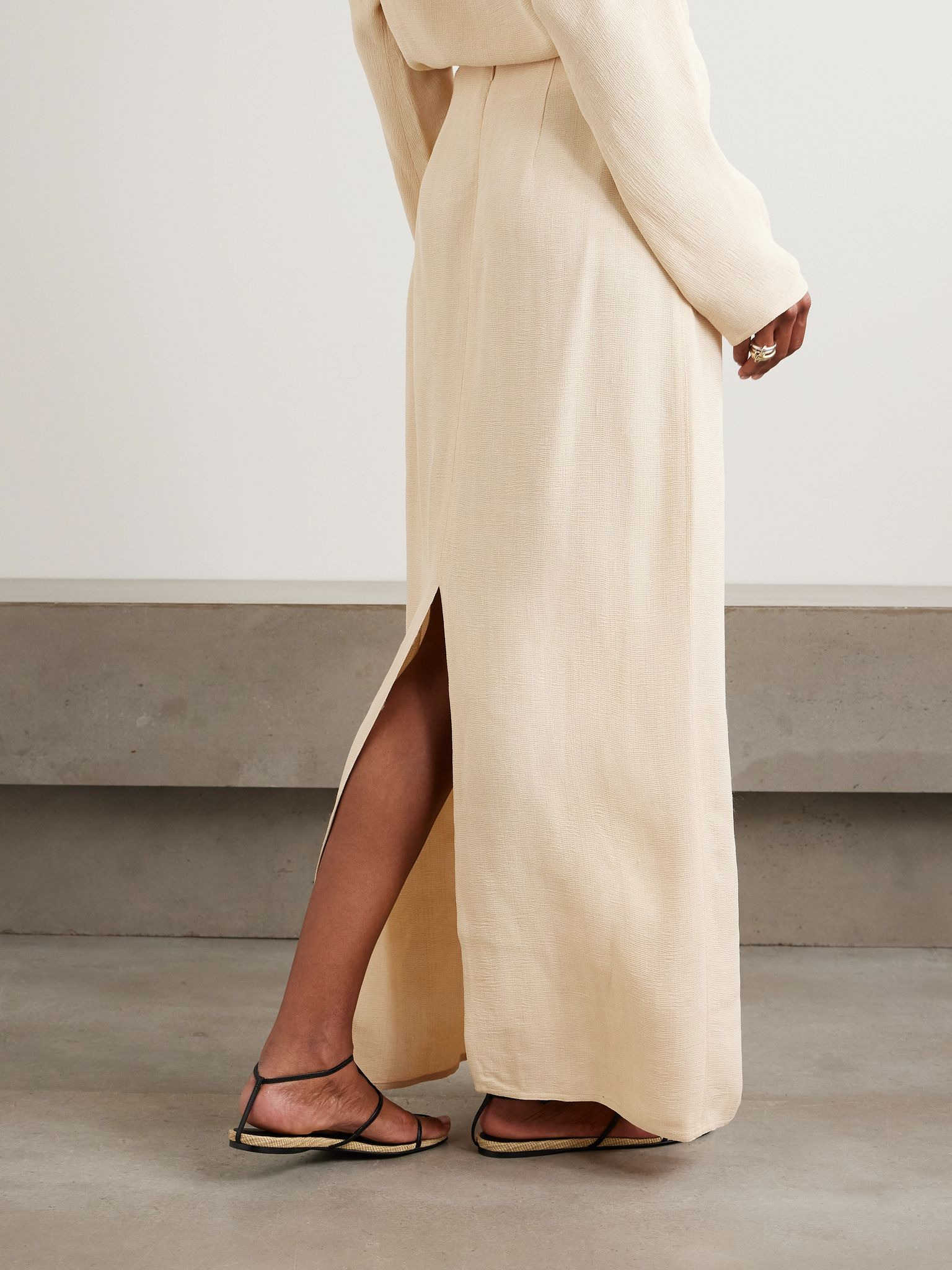 Woven maxi skirt Cream - 3