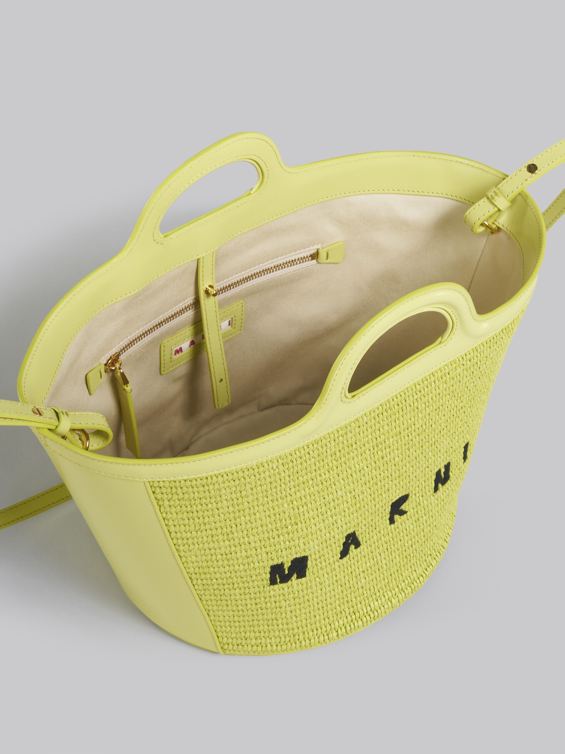 TROPICALIA SMALL BAG IN YELLOW LEATHER AND RAFFIA - 4
