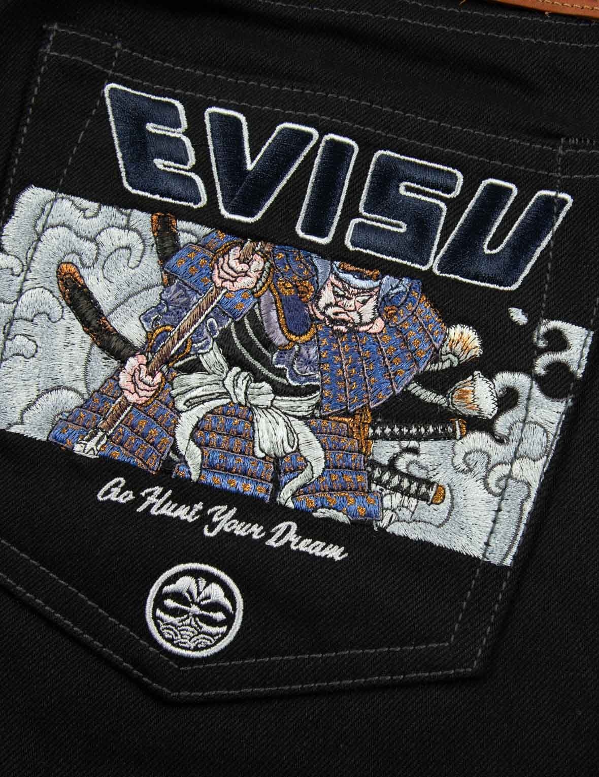 SAMURAI AND SEAGULL EMBROIDERY DENIM SHORTS - 8