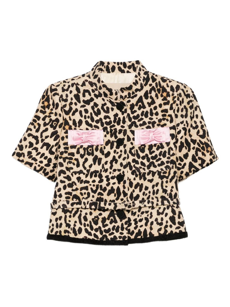 Animalier bow-detail cropped jacket 1