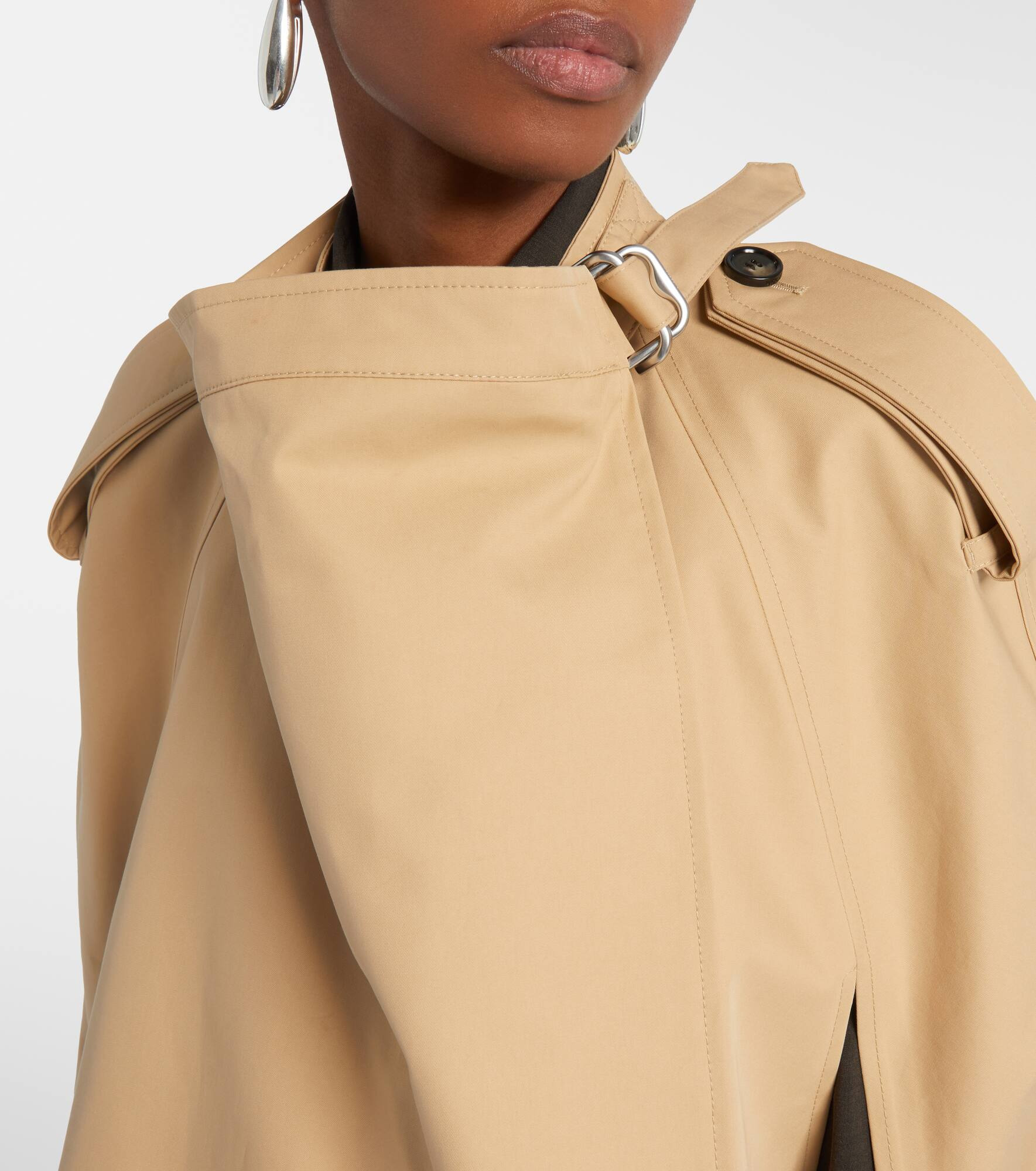 Double-breasted cotton cape - 4