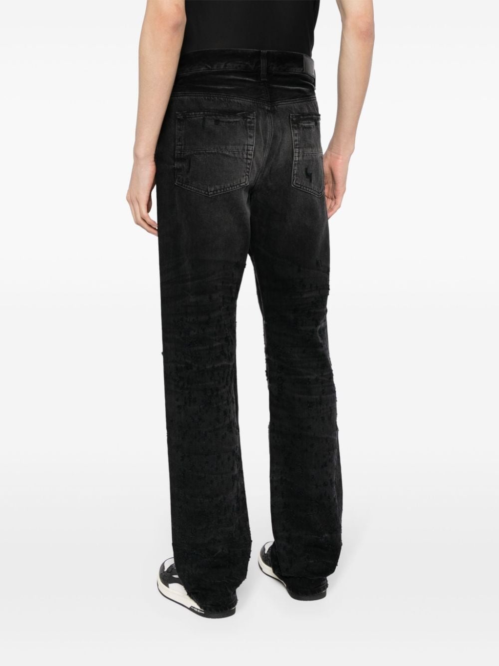 distressed straight-leg jeans - 4