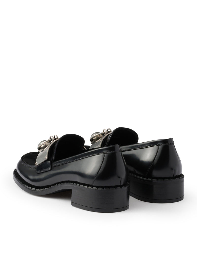 Prada Women Brushed Leather Loafers With Metal Ring - 3