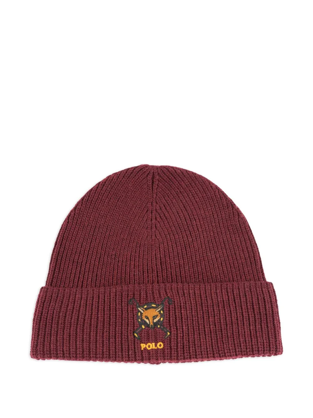 embroidered rib-knit beanie hat - 1