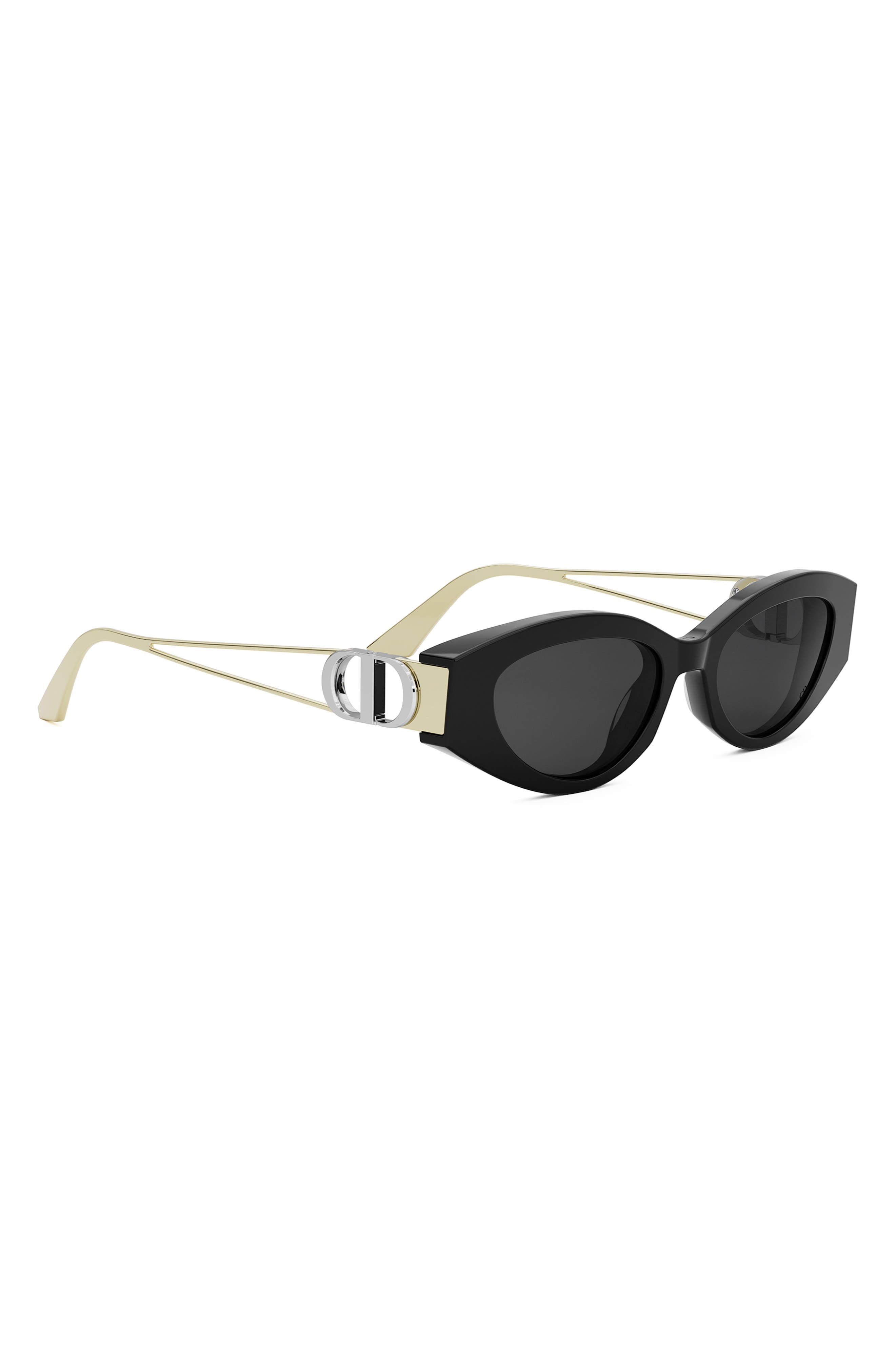 DIOR 30Montaigne B6I 51mm Oval Sunglasses in Shiny Black /Smoke at Nordstrom - 6