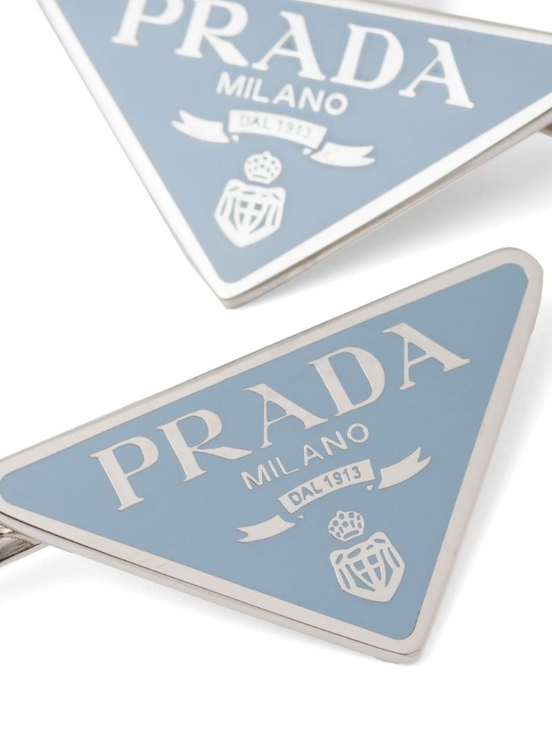 Prada triangle logo hairclip set | REVERSIBLE