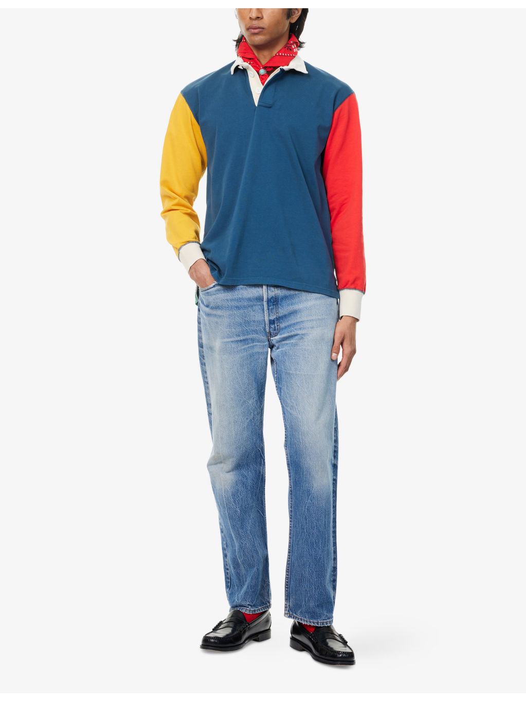 Colour-Block Classic-Collared Cotton Rugby Shirt - 2