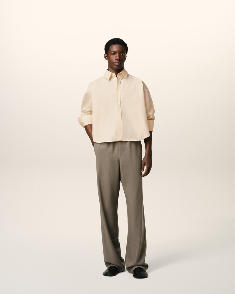 AMI Paris BEIGE COTTON CROPPED OVERSIZED SHIRT outlook