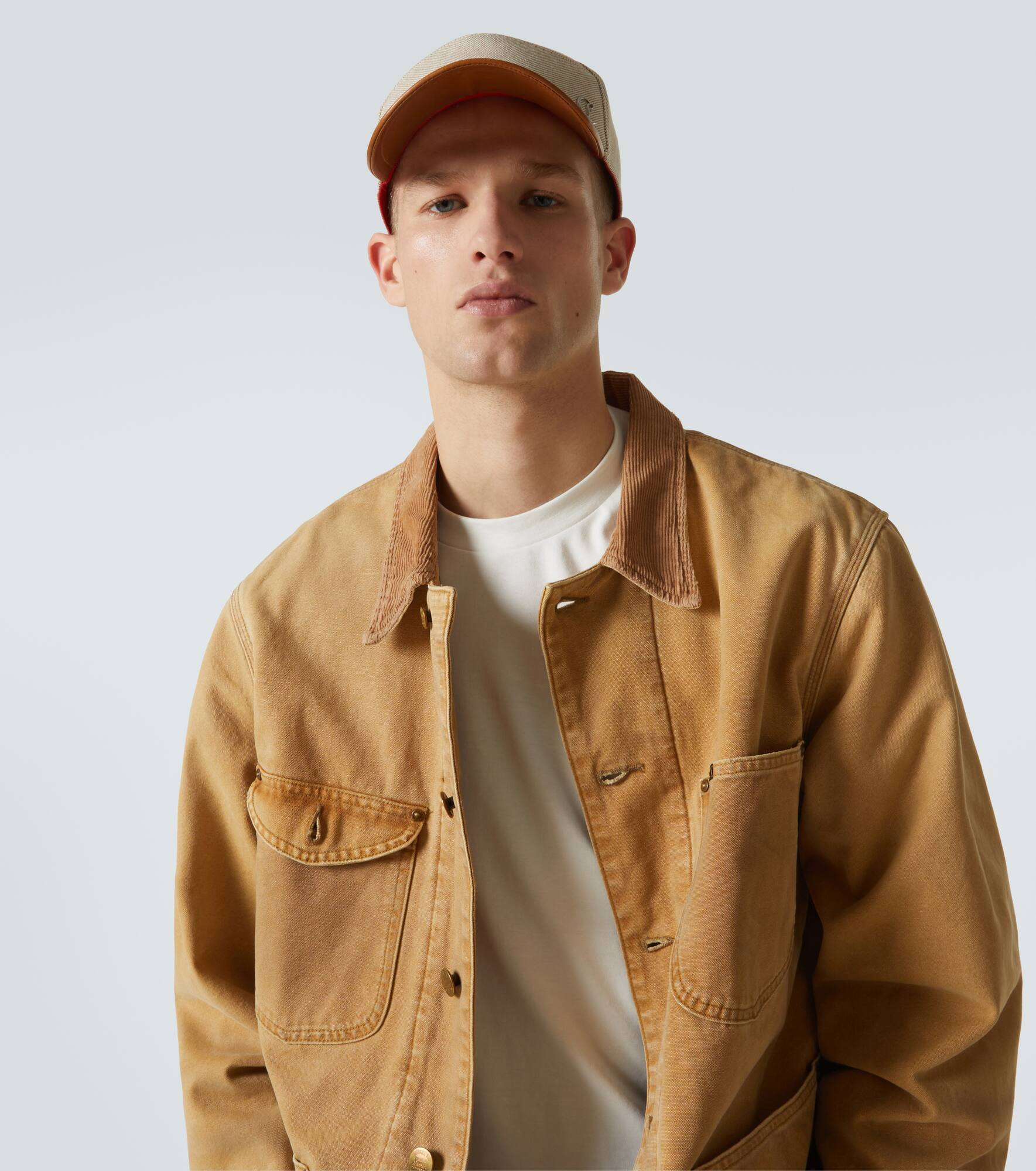 Leather-trimmed cotton baseball cap - 3