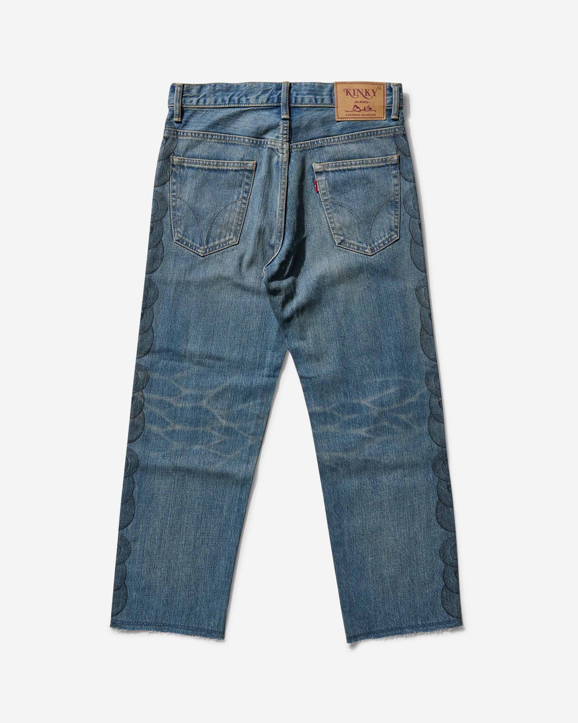Women's Snake Loop Distressed Cropped Denim Pants Indigo - 2