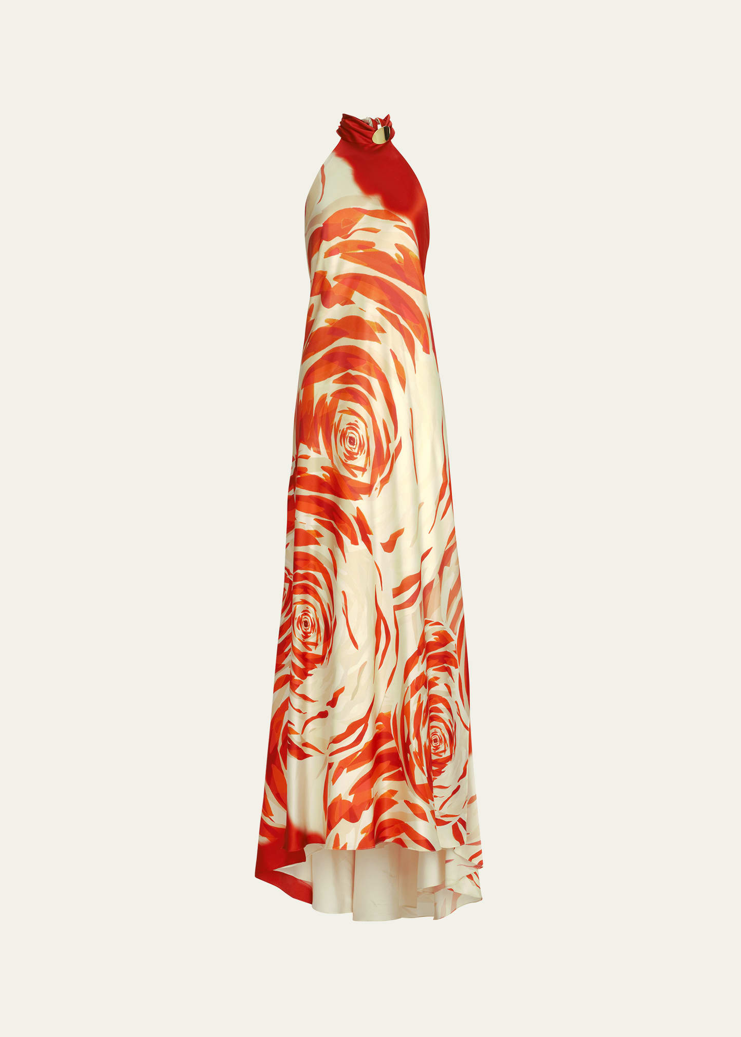 Sherry Abstract Halter Silk Maxi Dress - 1
