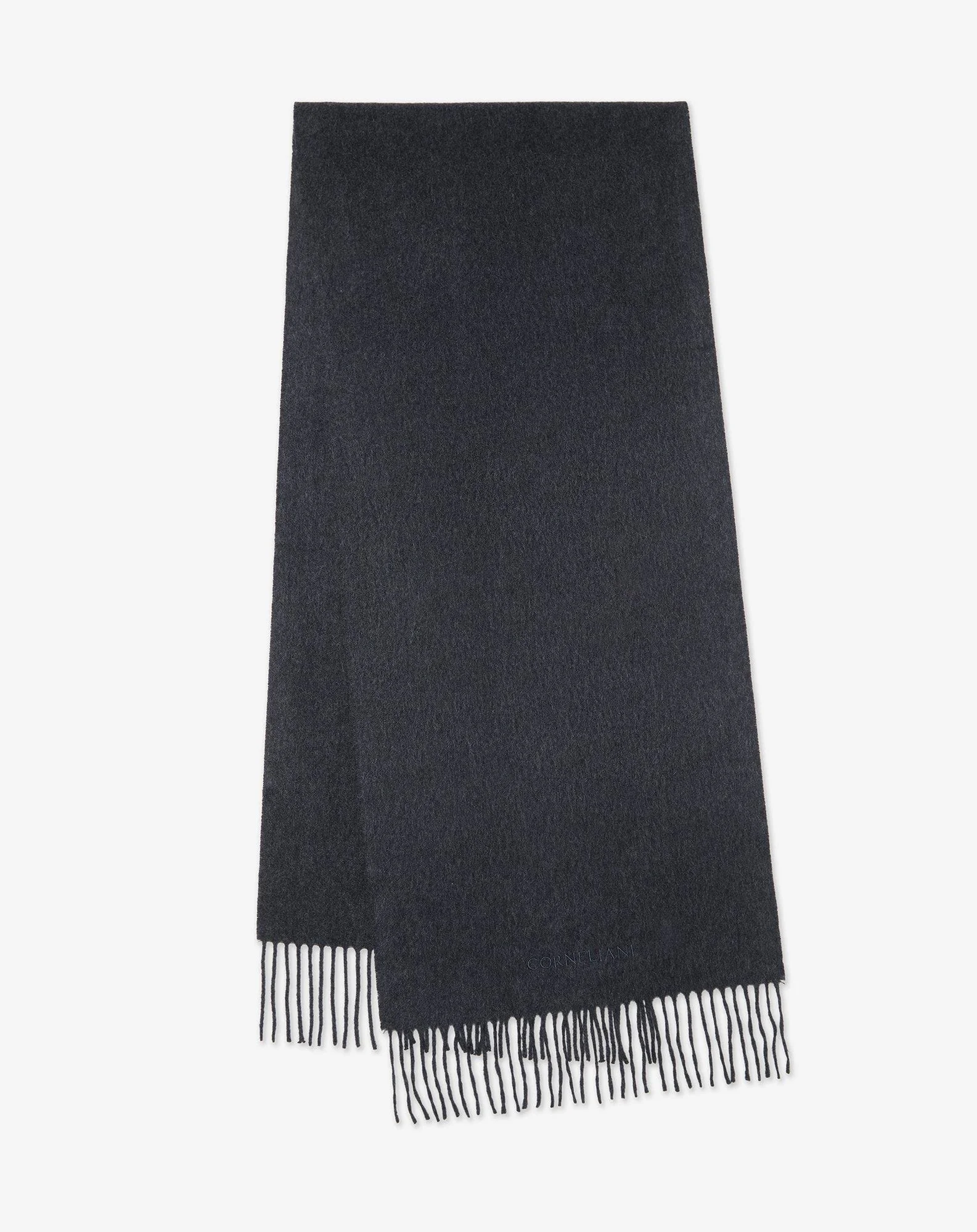 Melange anthracite grey pure cashmere scarf - 1