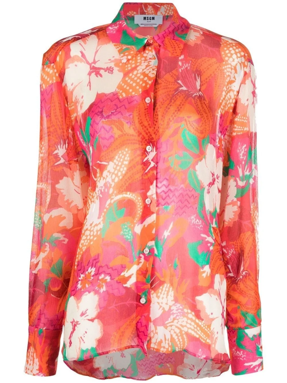 floral-print crepe shirt - 1