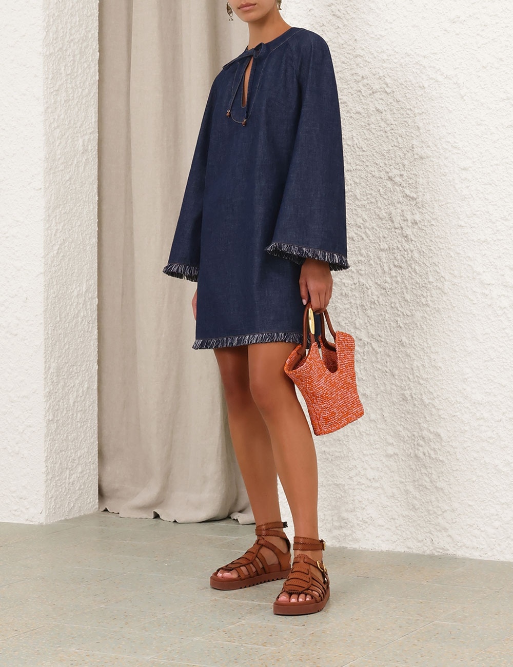 RHIANNON FRINGE DENIM MINI - 3