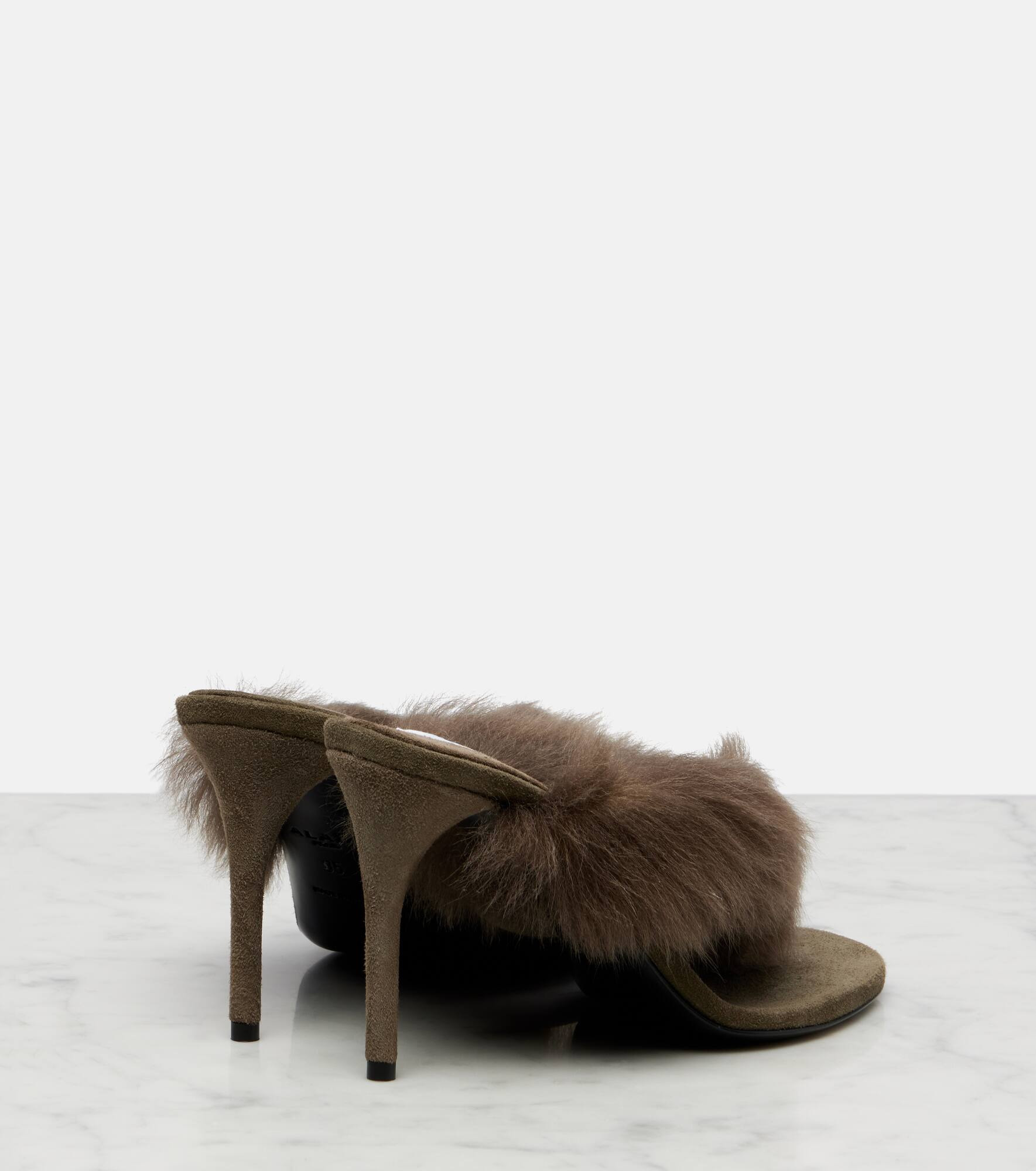 Boudoir shearling-trimmed thong sandals - 2