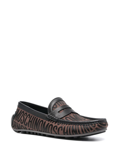 Moschino jacquard penny-slot leather loafers outlook