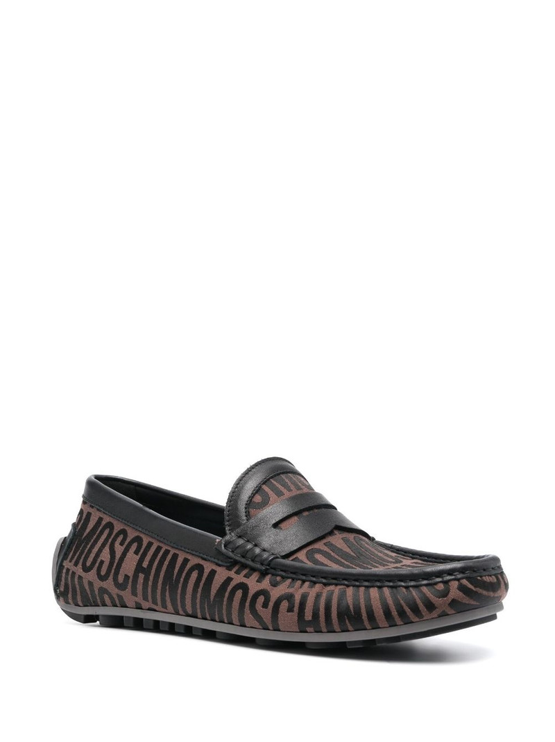Moschino jacquard penny-slot leather loafers outlook