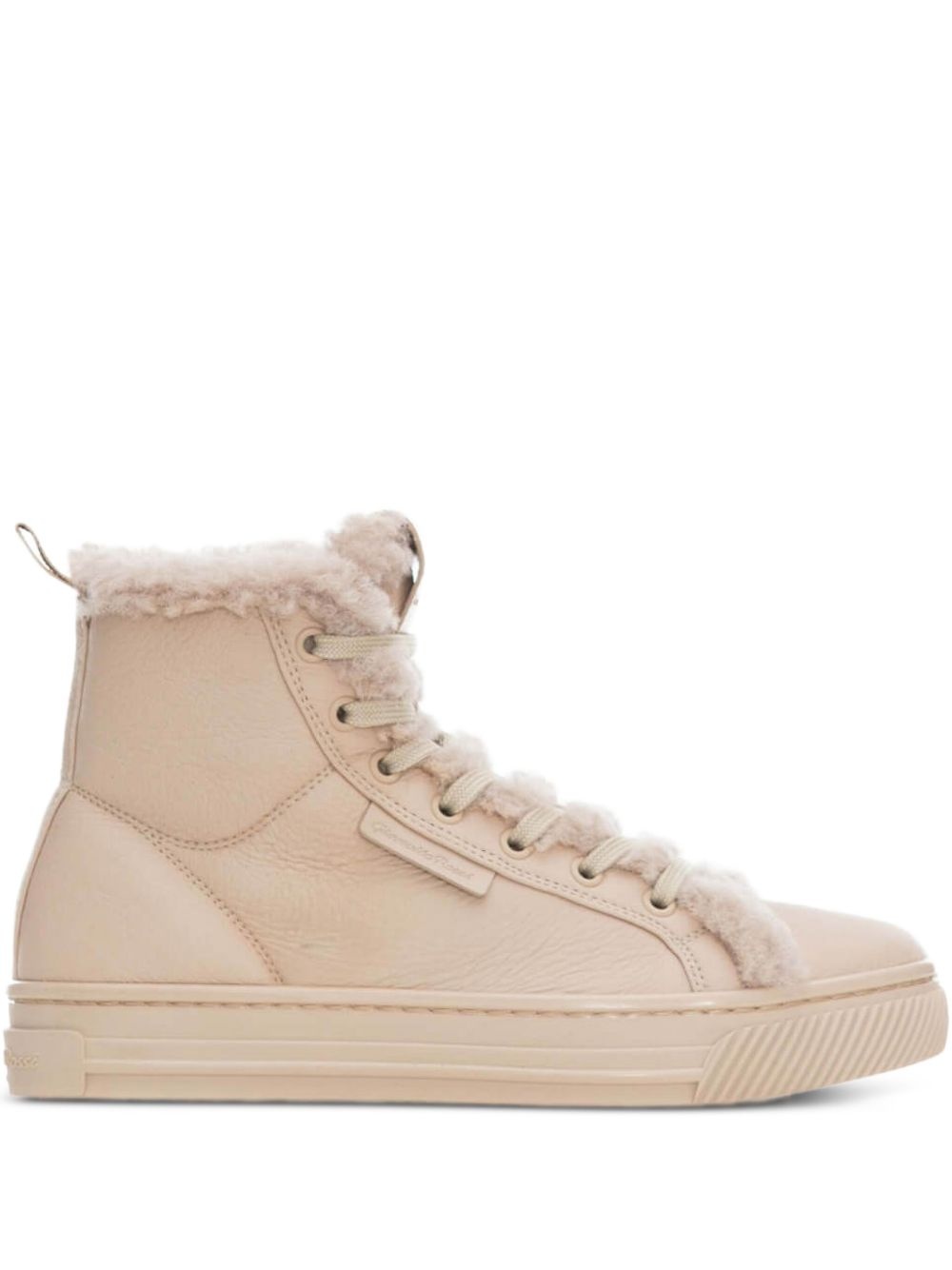 shearling leather lace-up boots - 1