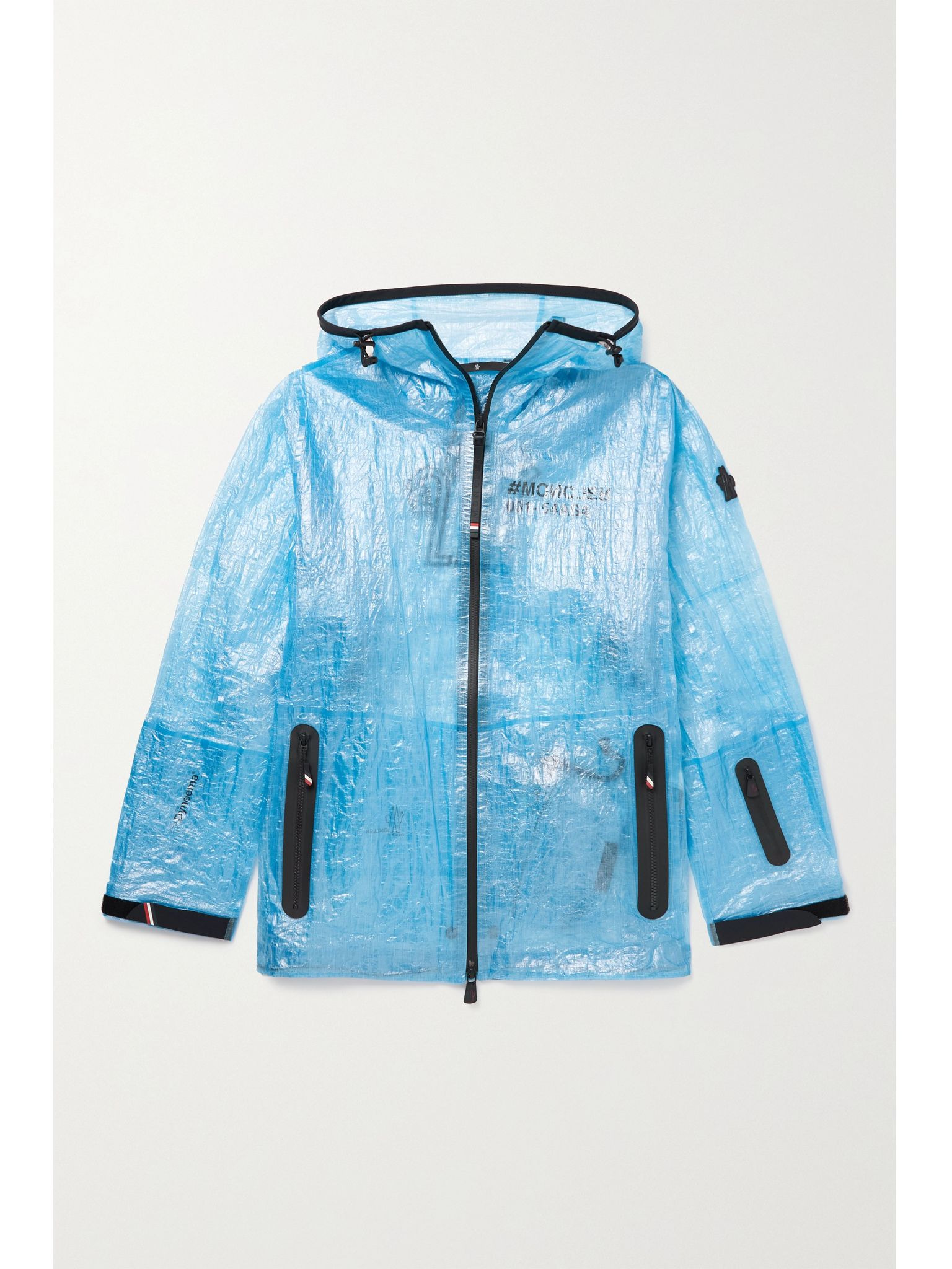 Landry hooded printed crinkled-PVC jacket Blue - 1