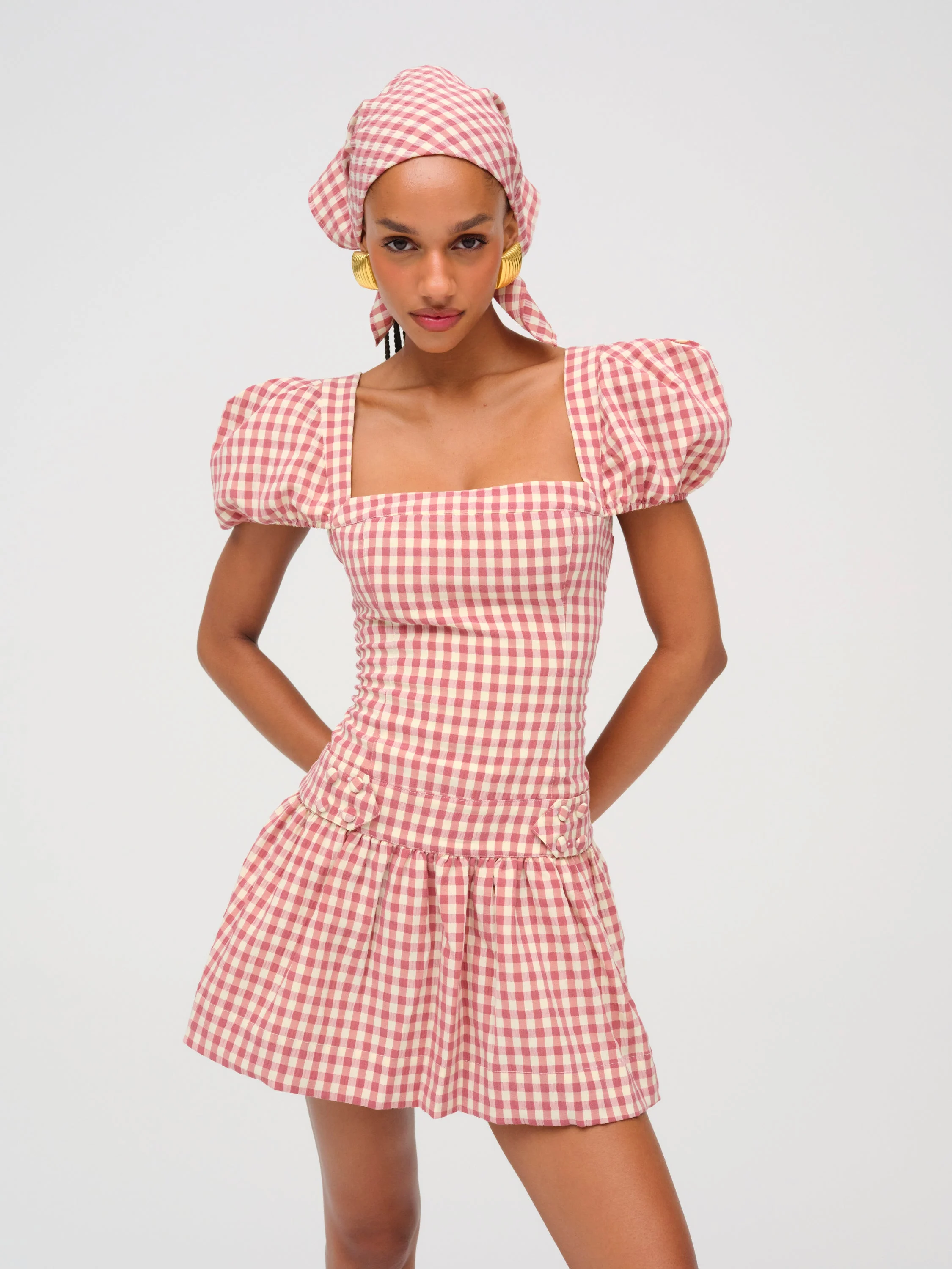 Georgia Gingham Short Sleeve Mini Dress - 1
