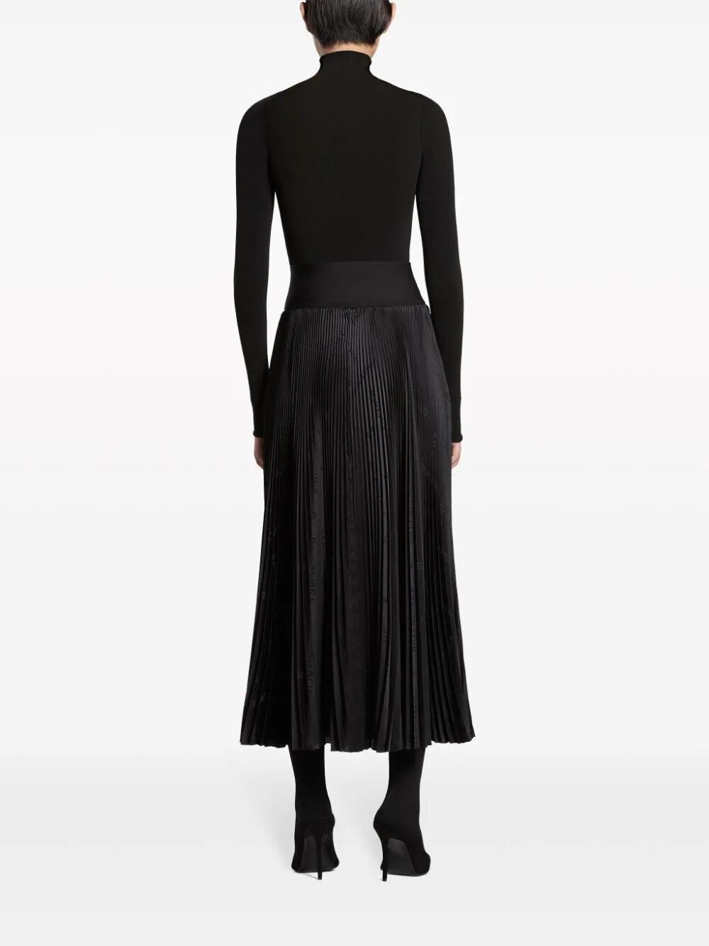 Balenciaga Women Pleated Logo-Jacquard Midi Skirt - 3