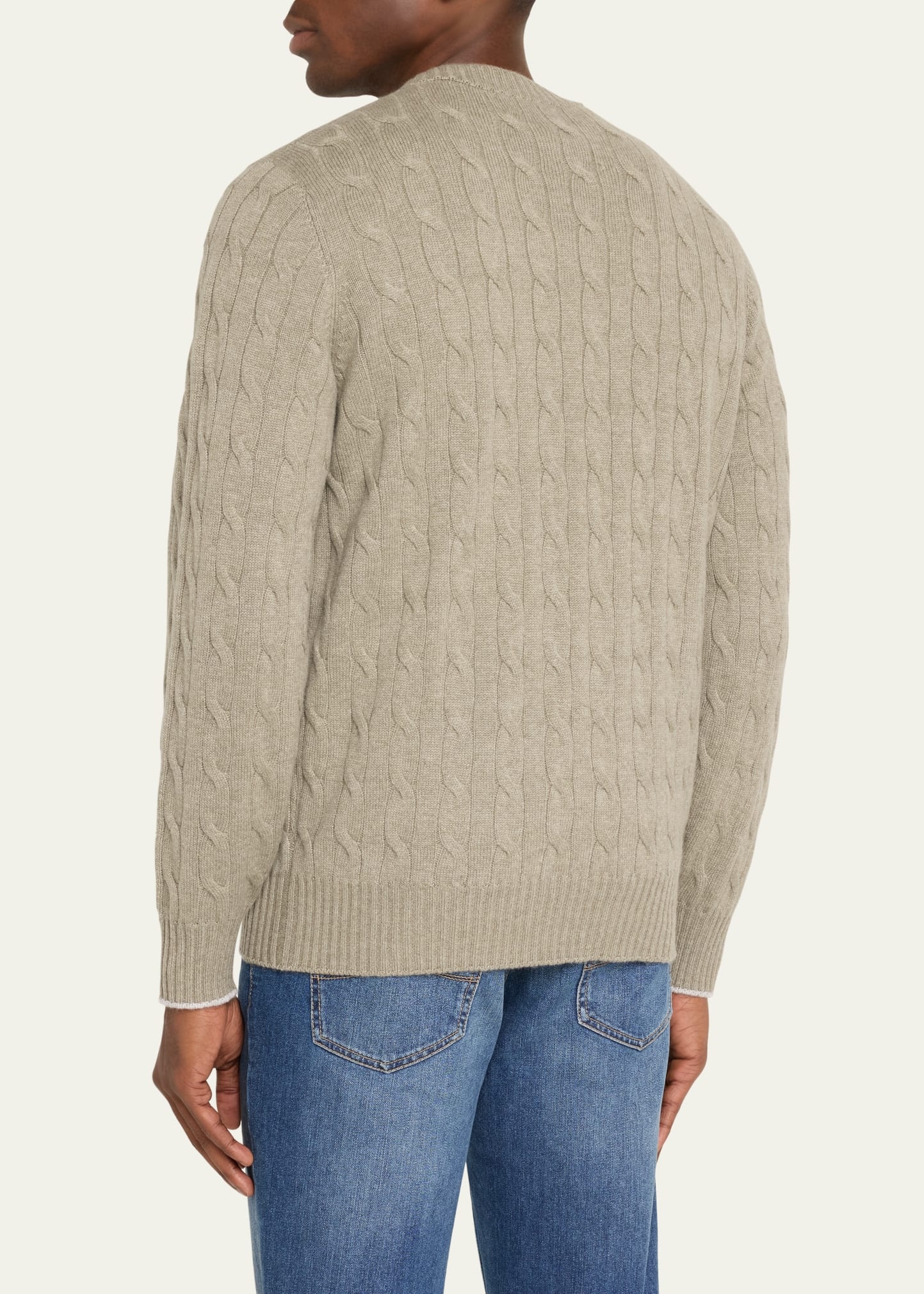 Men's Cashmere Cable Knit Crewneck Sweater - 3