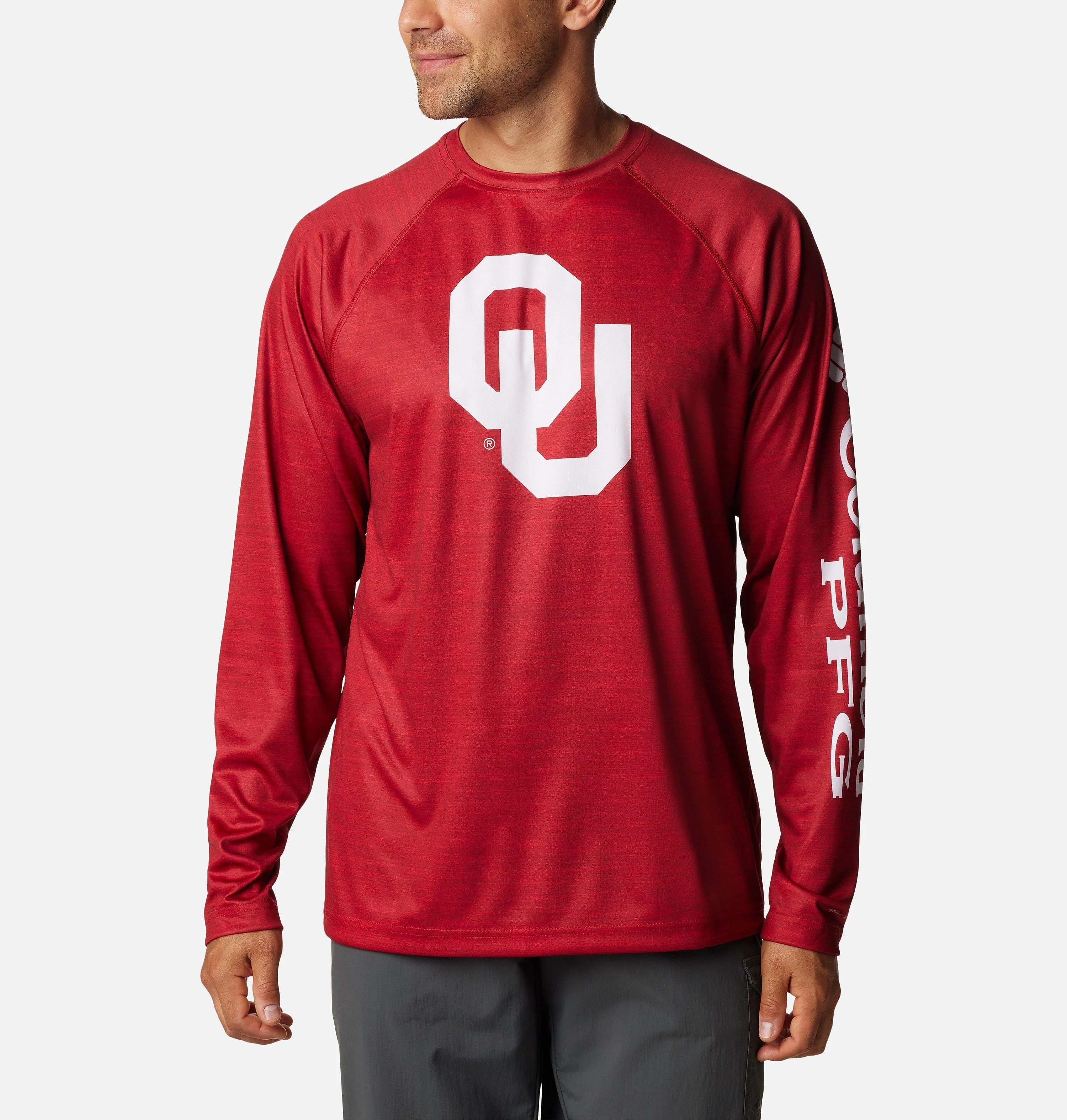Men's Collegiate PFG Terminal Tackle Heather Long Sleeve Shirt - Oklahoma - 1