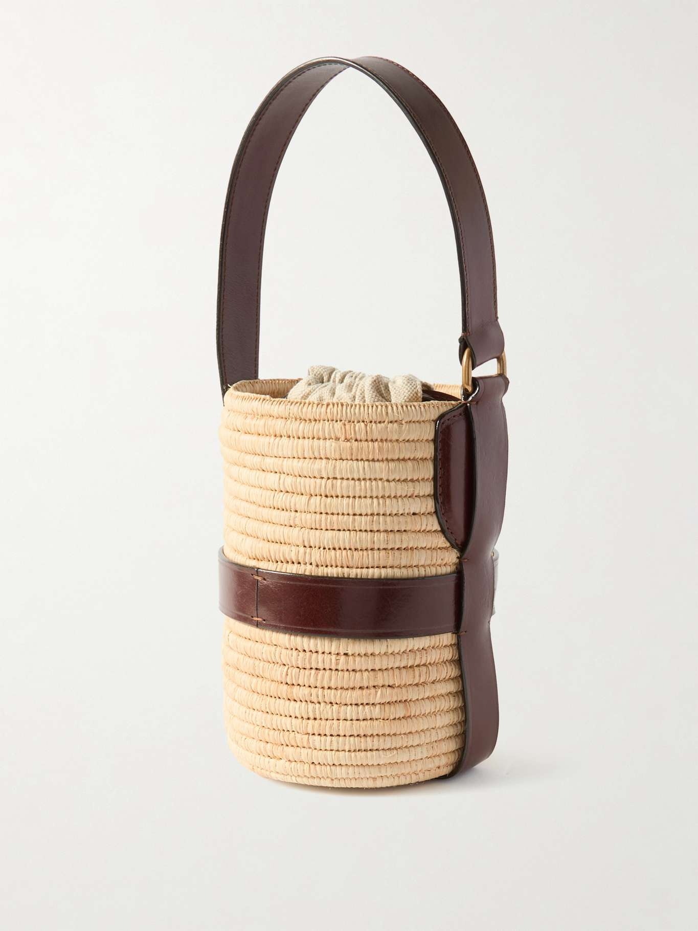 Kerala 25 embellished leather-trimmed faux raffia tote Neutral - 3