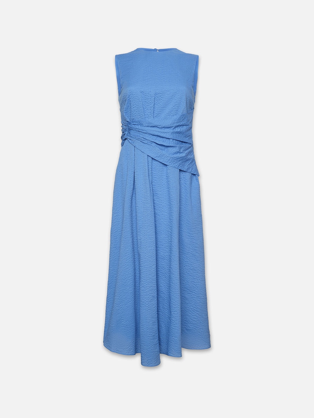 Ruched Sleeveless Midi Dress in Coastal Blue - 1