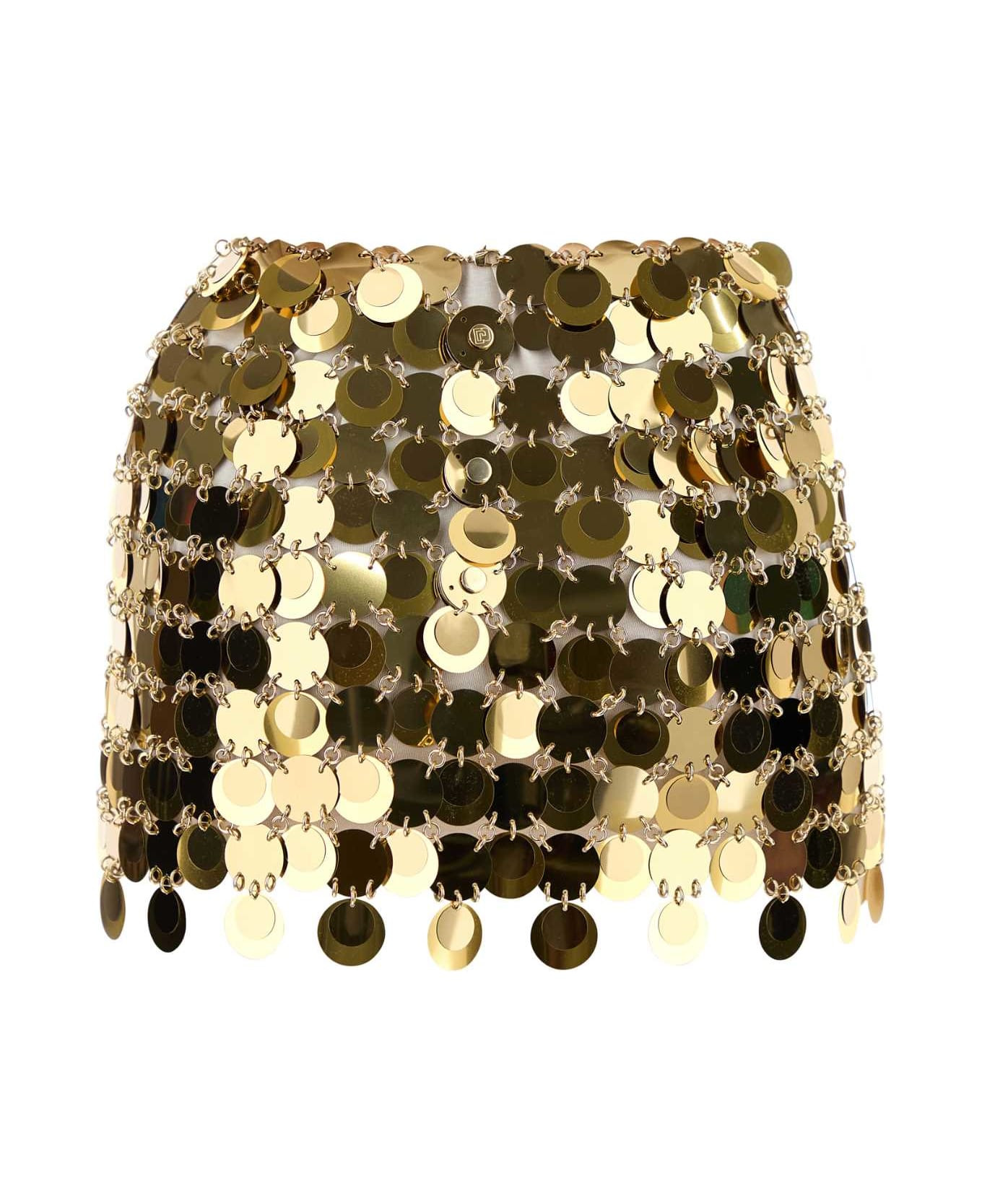Gold Maxi Sequins Mini Skirt - 2