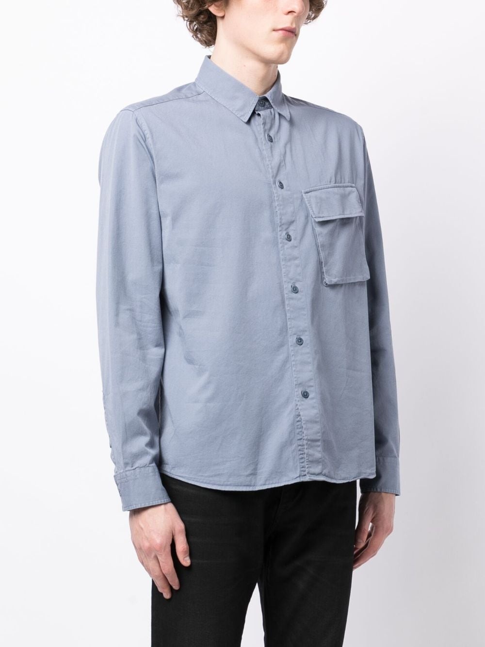 logo-patch button-up cotton shirt - 3
