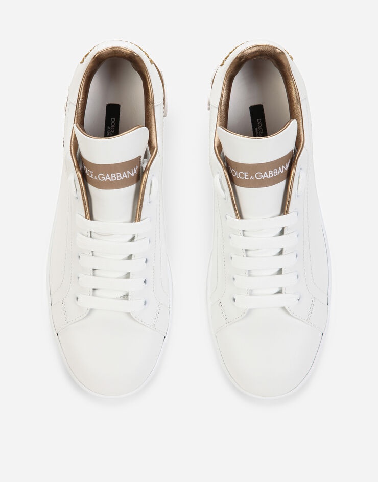 Calfskin nappa Portofino sneakers with lamé details - 4