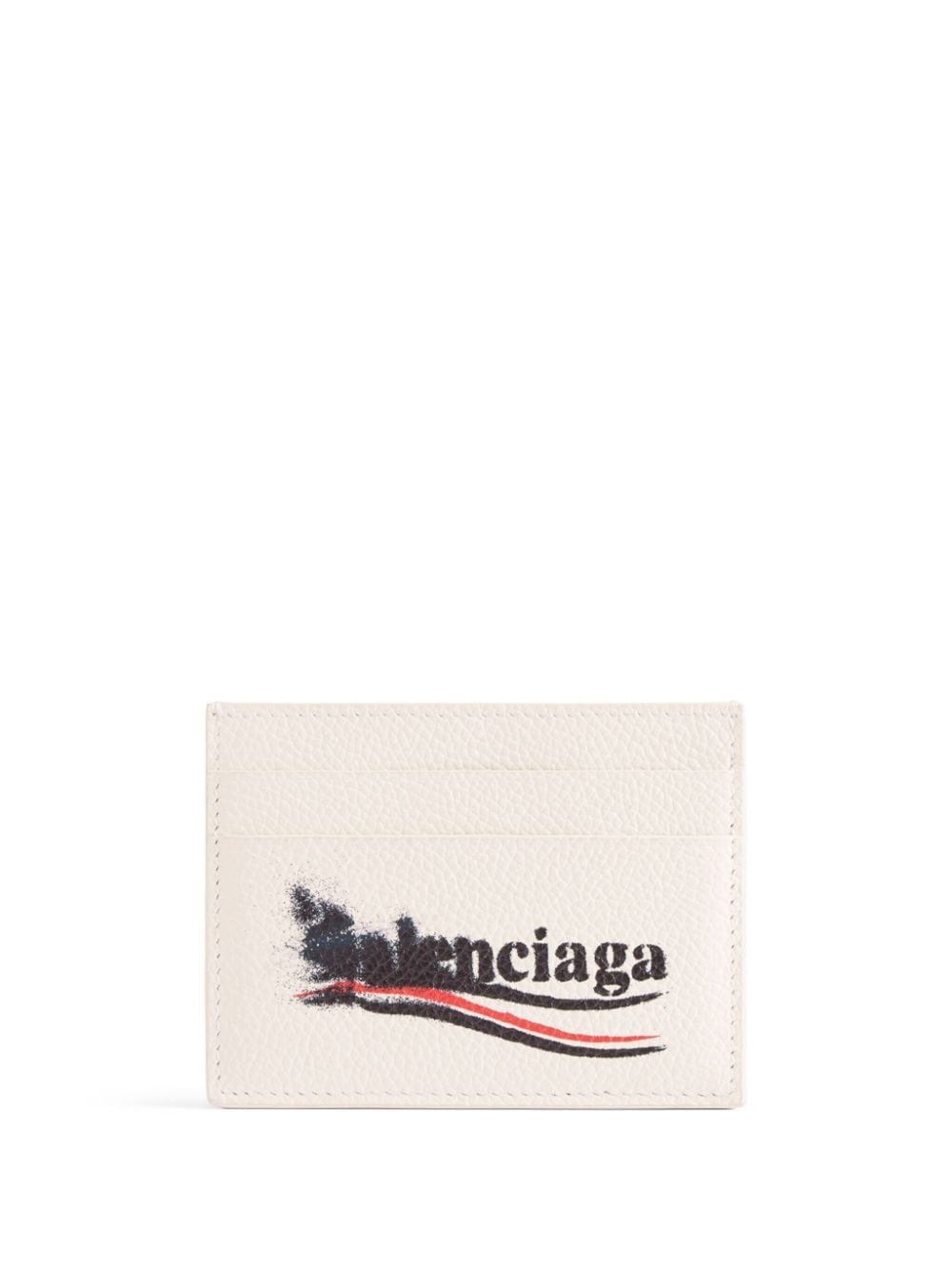 smudged logo-print leather cardholder - 1