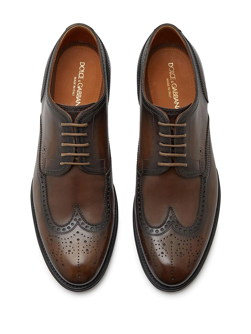 brogue detail derby shoes - 4