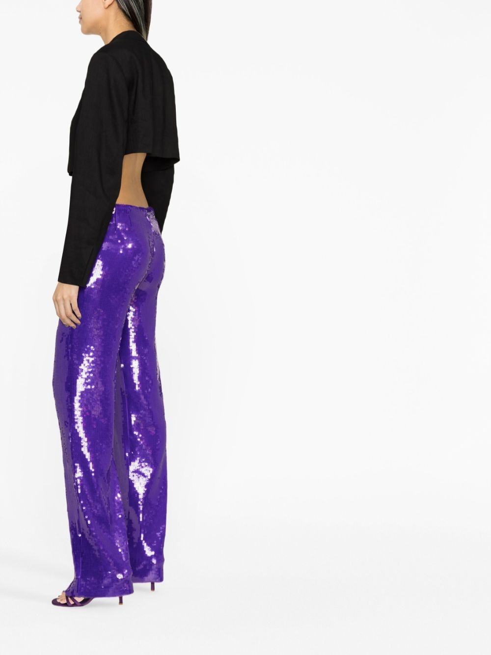 sequined straight-leg trousers - 3