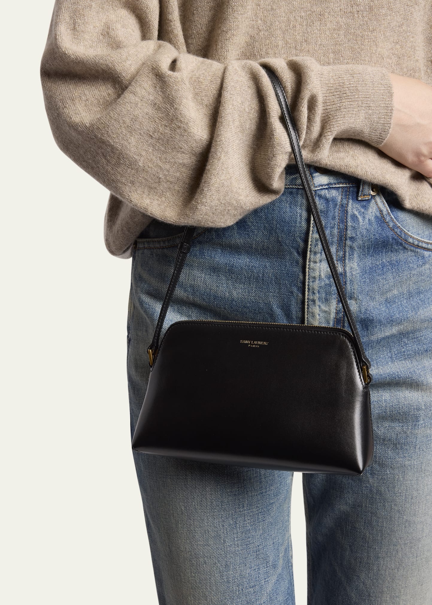 Mini Pouch on Strap Shoulder Bag in Leather - 2
