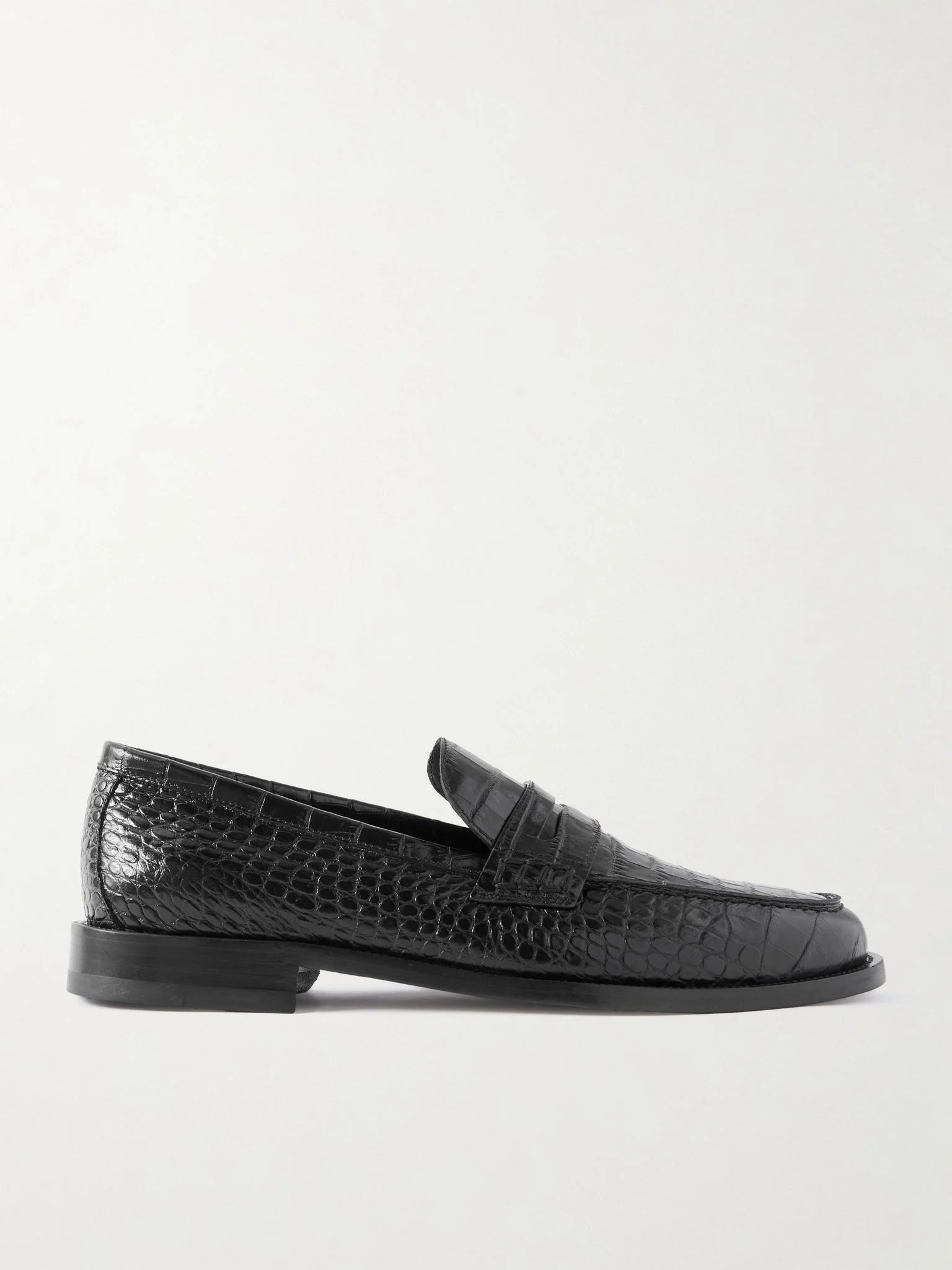 Perry Croc-Effect Leather Loafers Black - 1