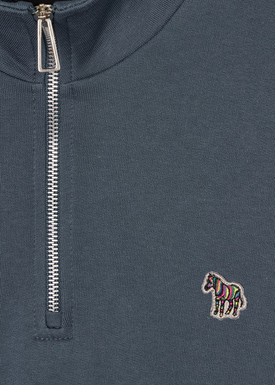 Paul Smith Ink Blue Zebra Logo Zip-Neck Organic Cotton Sweatshirt outlook