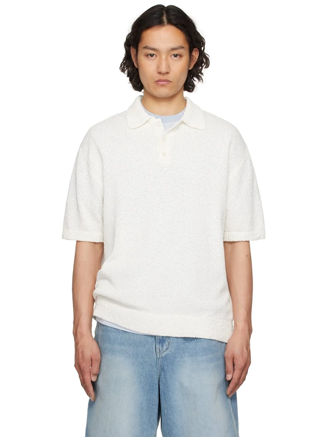 White Knit Polo - 1