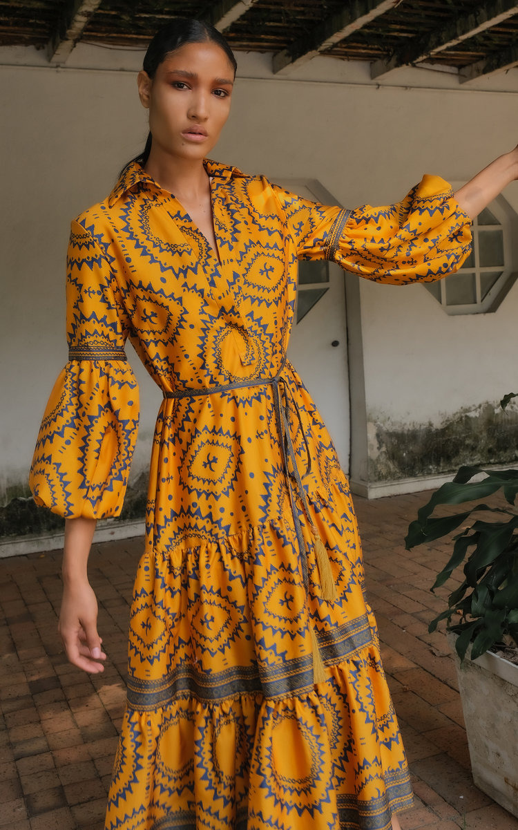 La Lindosa Cotton Poplin Midi Dress yellow - 2
