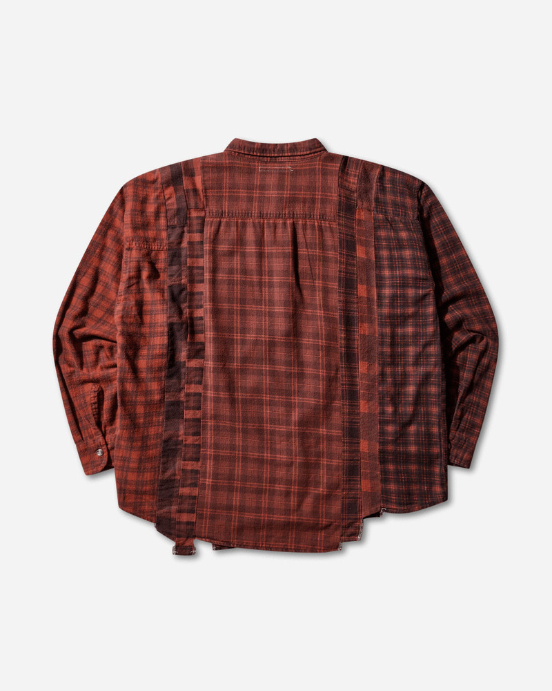 NEEDLES Men's 7 Cuts Flannel Shirt Over Dye Red outlook