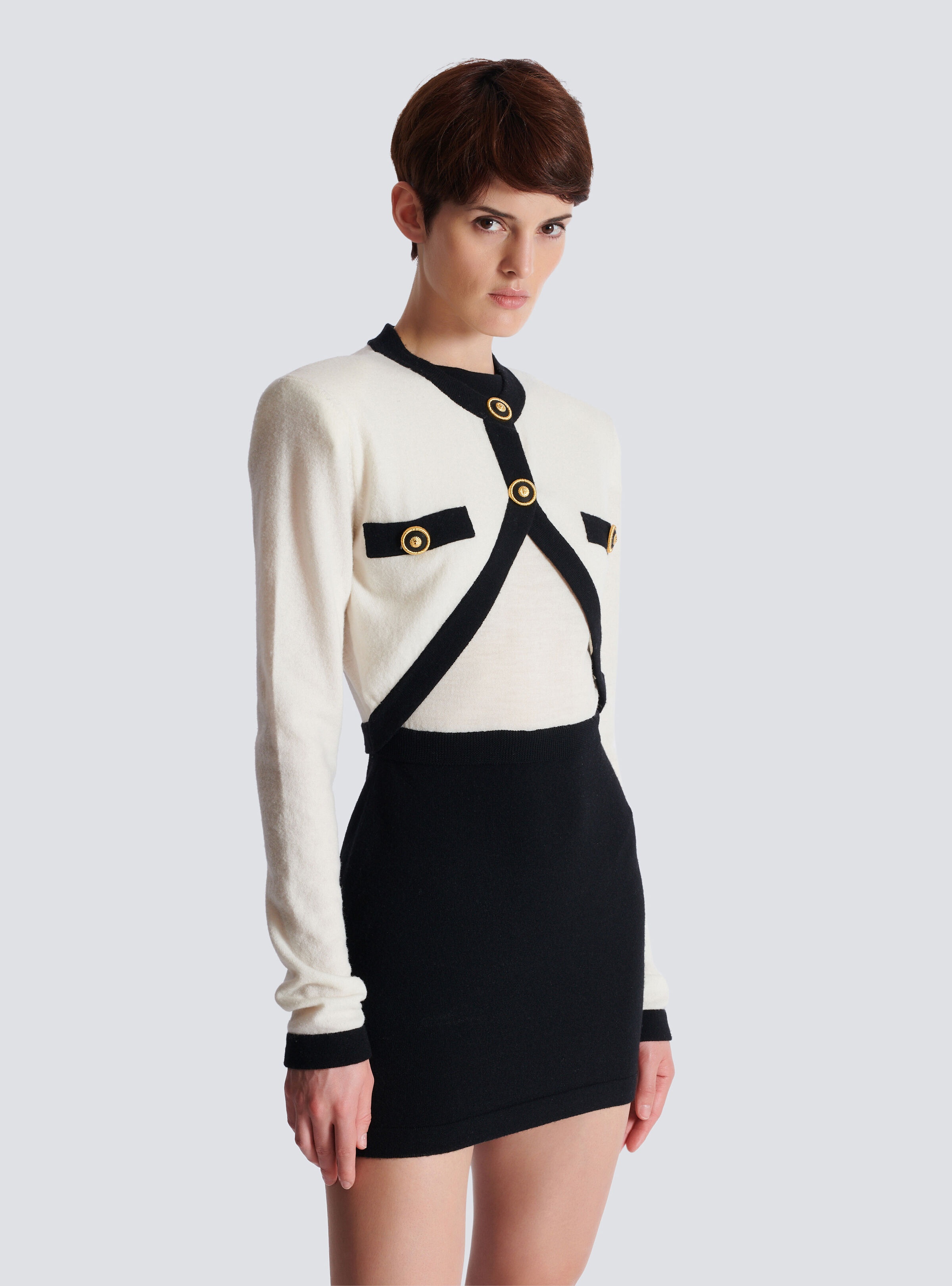 2-tone knit dress with faux waistcoat design - 6